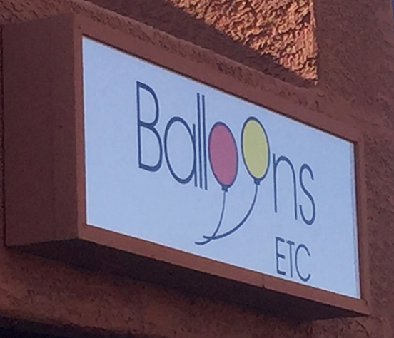 Balloons Etc translucent sign
